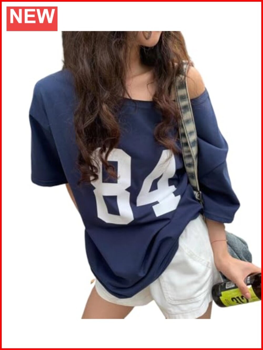 Off Shoulder Oversized Graphic Tee Y2K Short Sleeve Women's T-Shirt